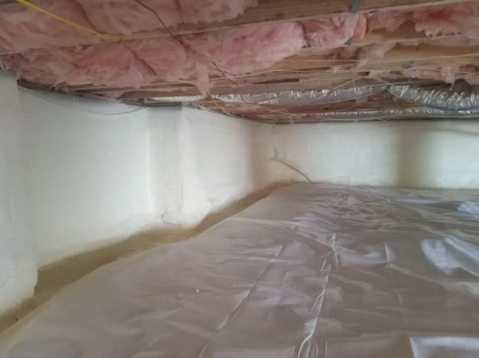 Crawl space encapsulation with closed-cell spray foam for Metal Roof Coating in Highland